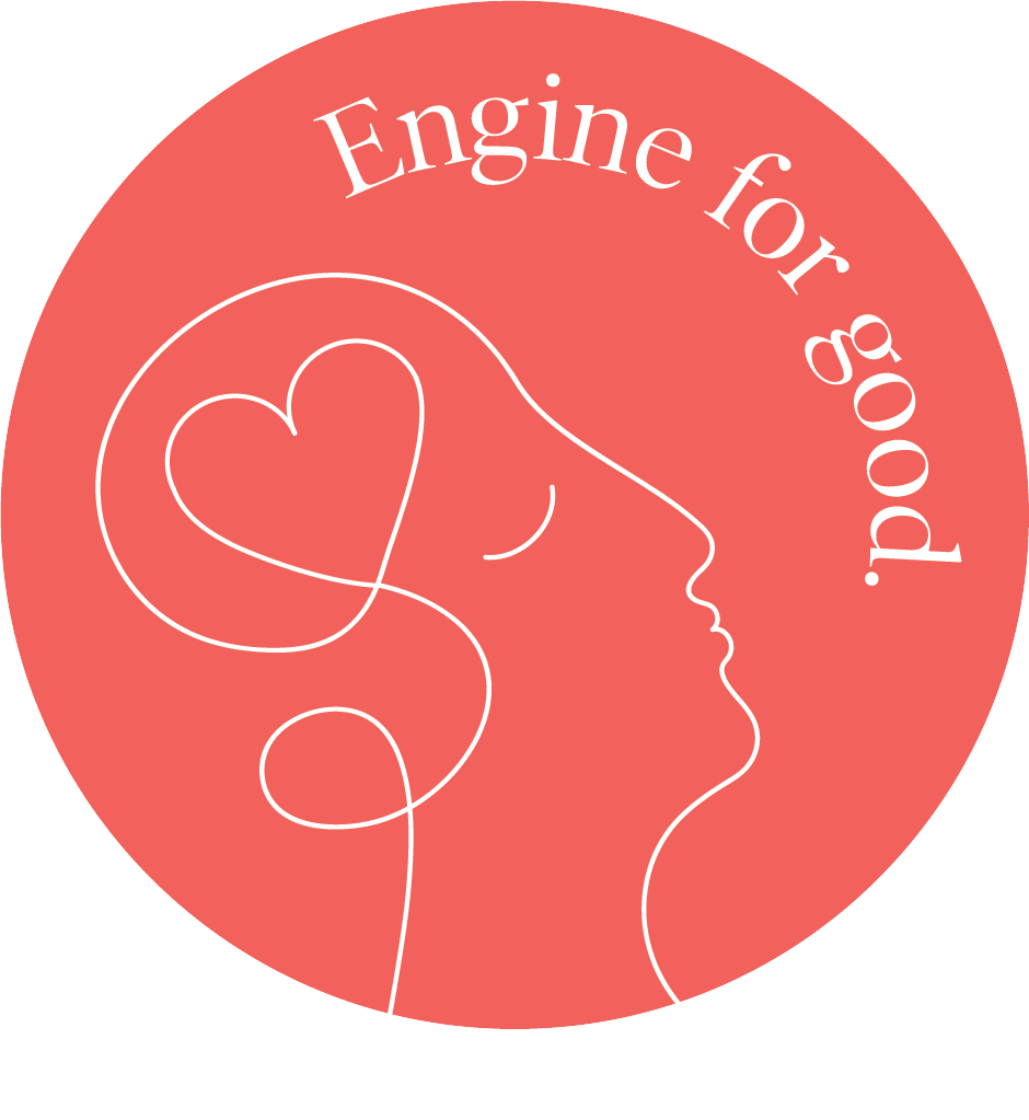 Napa Valley Community Foundation Engine For Good Logo, an illustrated image of a face with a heart representing a brain