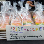 Rainbow shortbread pride cookies were given away at the event